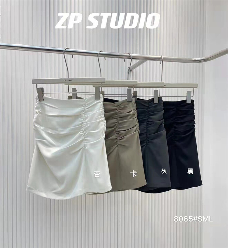 [z.p studies] Korean pleated medium length skirt 8065\zjy