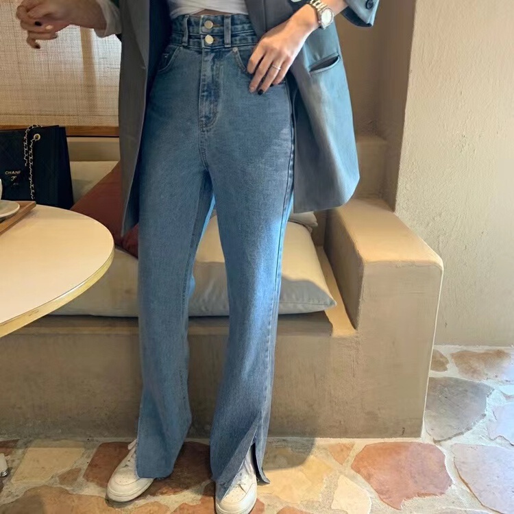 [x2 Vance feather] high waist skinny split and mop jeans 6098\wtt