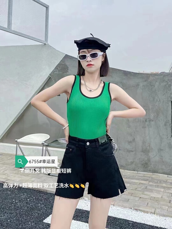 [J-star] Korean version high waist thin versatile denim shorts 6755\cl