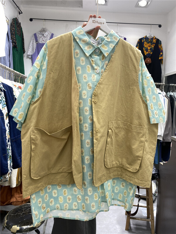 [hua+] V-neck sleeveless loose waistcoat (excluding inner lap) 129\lsw