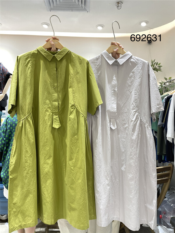 [twenty printed wood] shirt pleated loose dress 692631\l