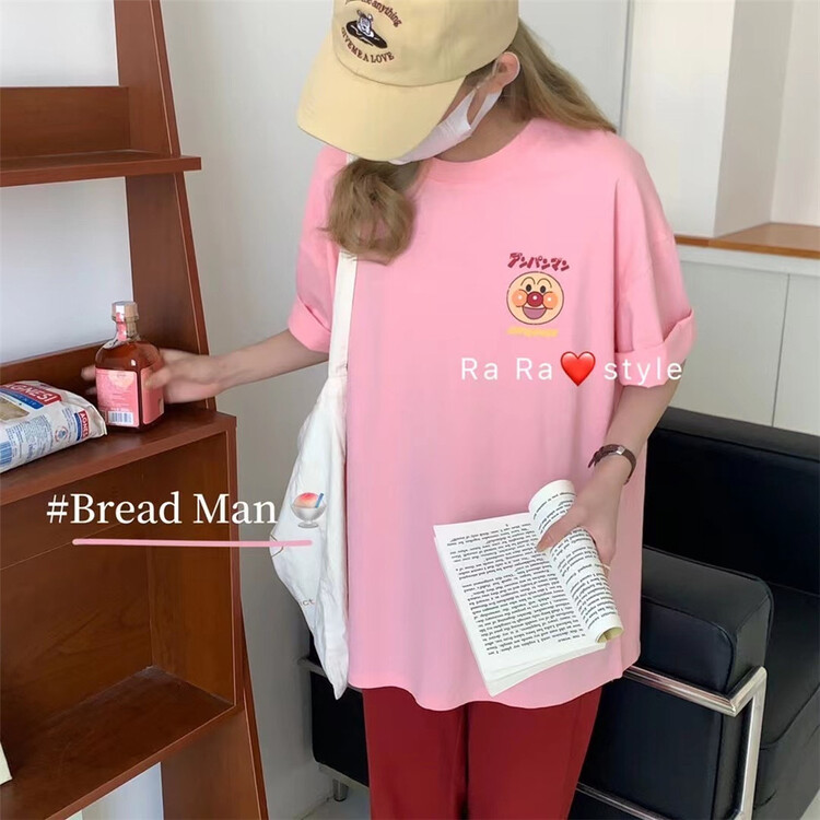 [rara] cartoon bread Superman printed loose Casual Short Sleeve T-shirt 23017\lsl