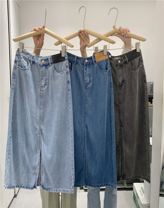 [t-platform] Korean denim split skirt 8535\zxx