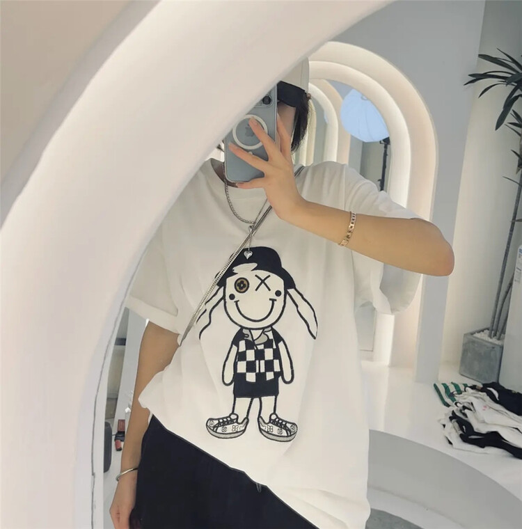 [Qianxi 88 store] Korean loose print comfortable short sleeve T-shirt 371\xyy