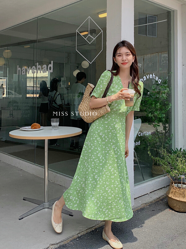 [miss miss home] Korean V-neck floral dress f2259