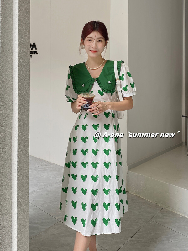 [A-One] Han Shu love high waist dress 22188\hjy