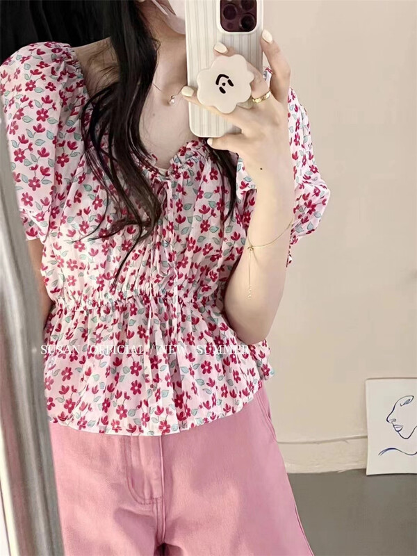 [Susan] one shoulder floral shirt 18953\lsw