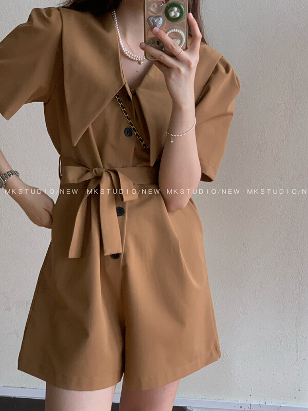 [MK] simple loose fit Jumpsuit (with belt) 3316\hjy
