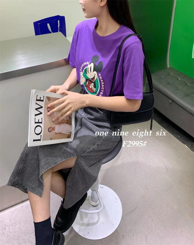 [1986] Korean round neck Mickey print short sleeve T-shirt 2995\xyy
