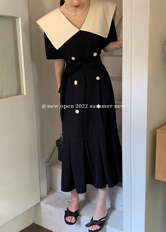 [new open] baby collar color blocking age reducing dress hl22871\zxx