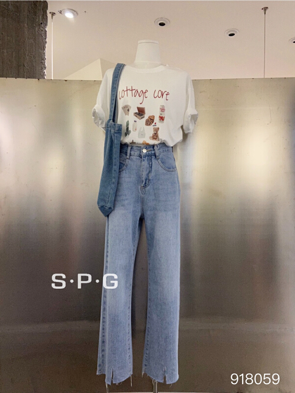 [s.p.g] split straight tassel versatile jeans 918059\xyy