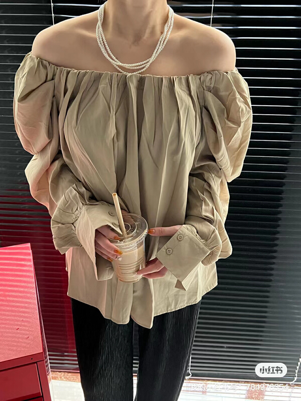 In early summer! [Zada] pleated off shoulder slim versatile Chiffon 3210\wtt