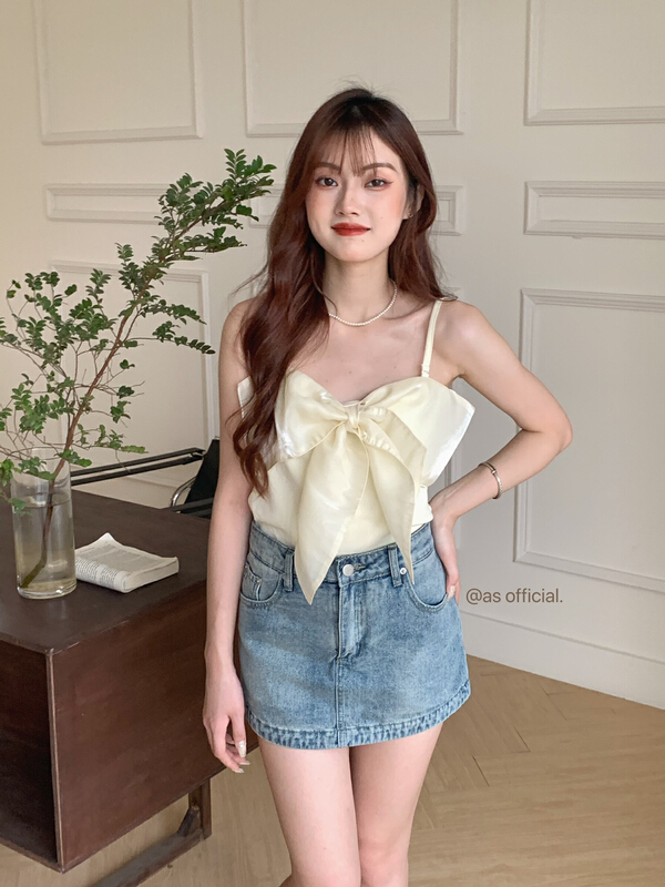 [as] bow tie thin lace up vest / sling 2253\hjy