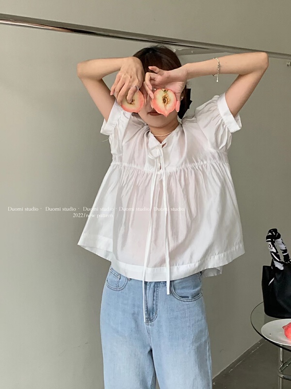 [the end of July] simple style lace up round neck design shirt ys1-8832\hbx