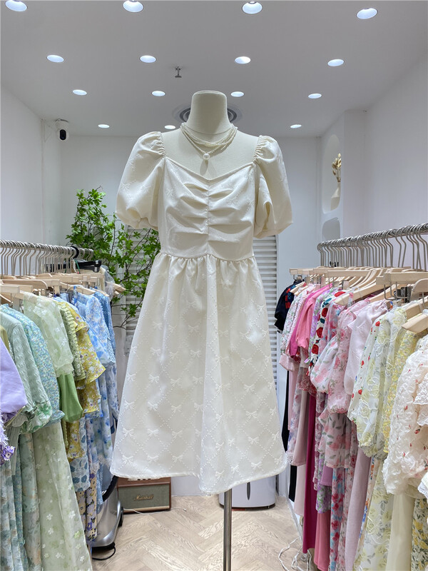 [of white] Korean high waist Rose Dress 881579\hjy