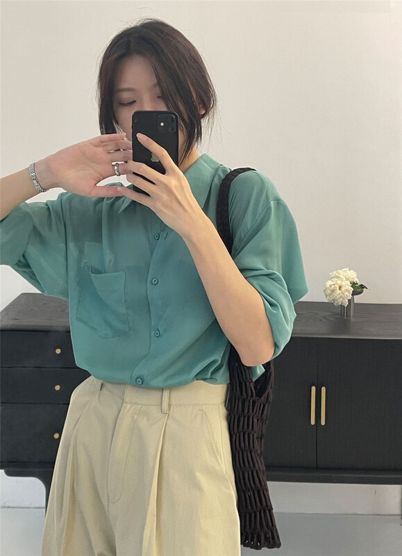 [clean space] design long sleeve shirt with split back 31587\cls