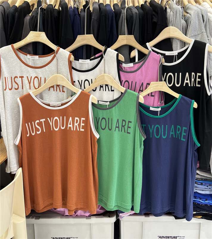 [sanbara] personalized letter color contrast edge casual vest / sling 9600\lsw
