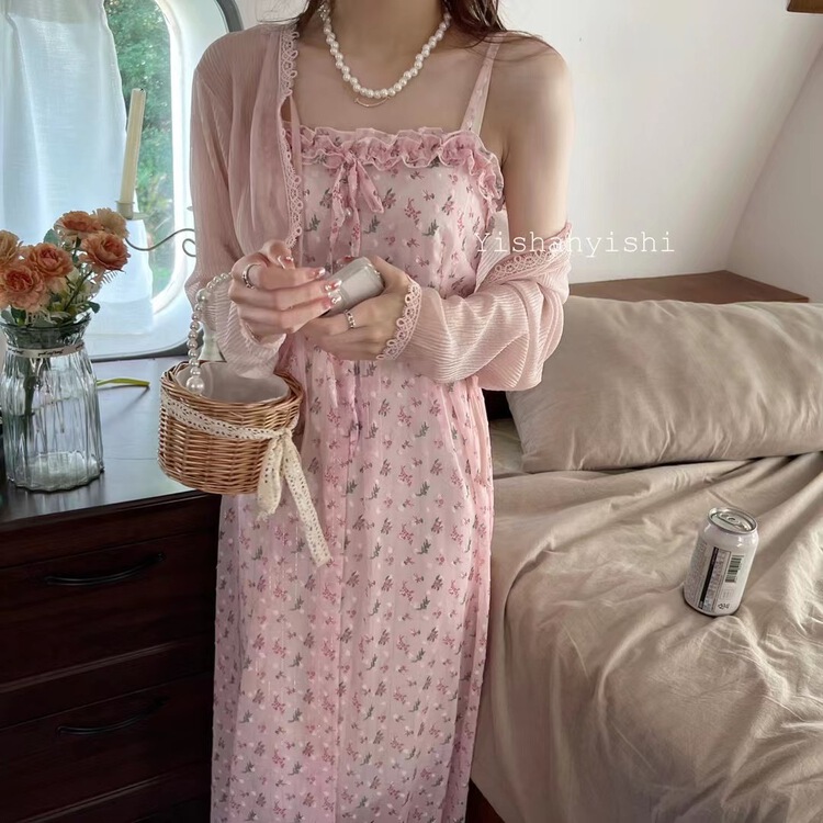 [clothing world] Han Shu lace short micro transparent knitted cardigan (excluding skirt) 1503\hjy
