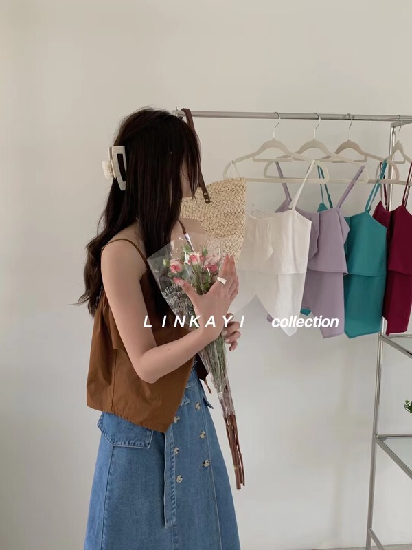 In early summer! [linkayi] Korean version small fresh irregular vest / sling 22272\hjy