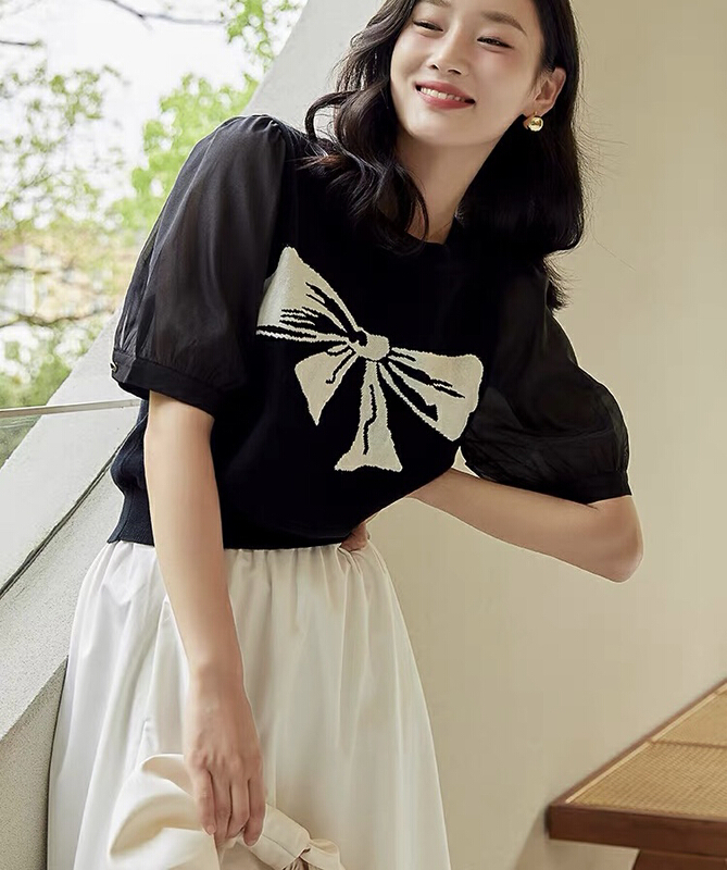 [f · P] foreign style bow fashion sweater 1893\hbx