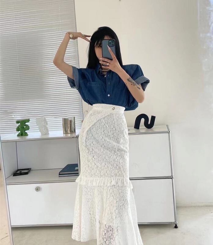 [mix] lace back elastic Korean skirt 0279\wtt