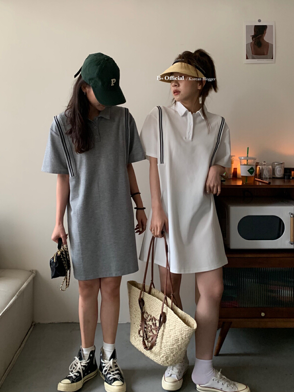 [B plus] casual loose color matching comfortable dress 22-9524-2\hbx