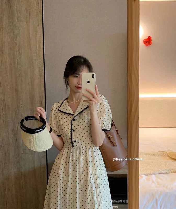 [hey Bella] Korean style dot printed chiffon dress 2923\ll