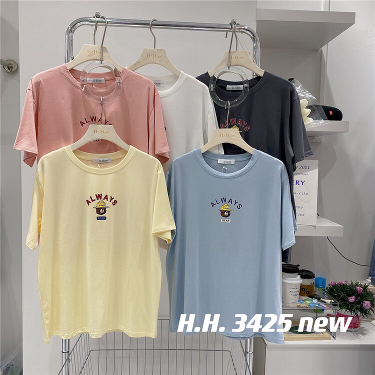 [HH &miss Lai] Korean round neck printed short sleeve T-shirt 3425\l