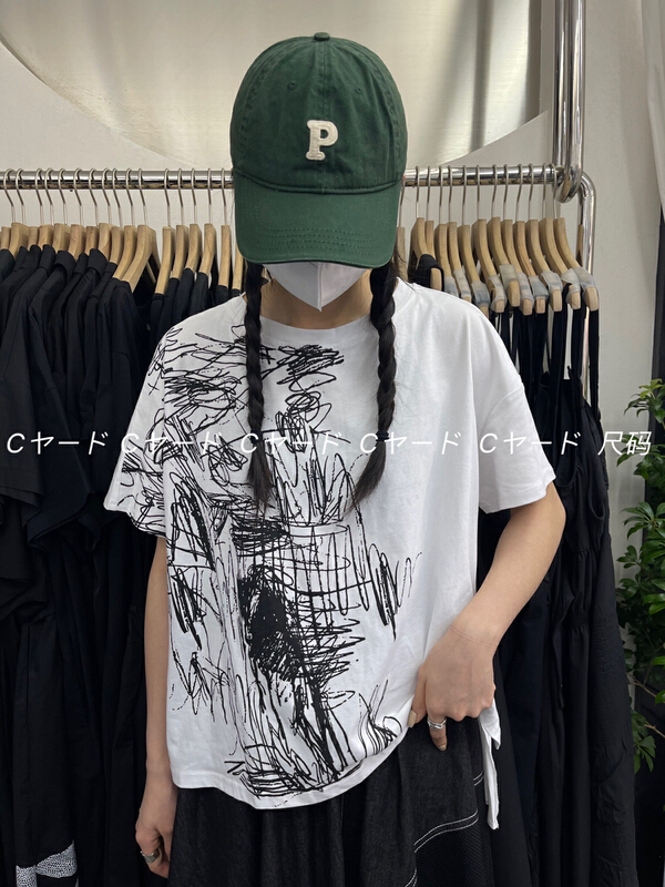 [size] Korean print mosaic short sleeve T-shirt 0988\lsw