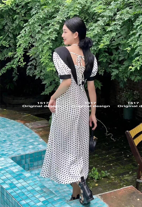 [1517] French retro polka dot dress l992\zjy