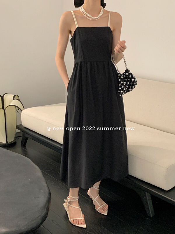 [new open] Korean version slim fitting suspender Strapless A-line dress fb22823\zxx