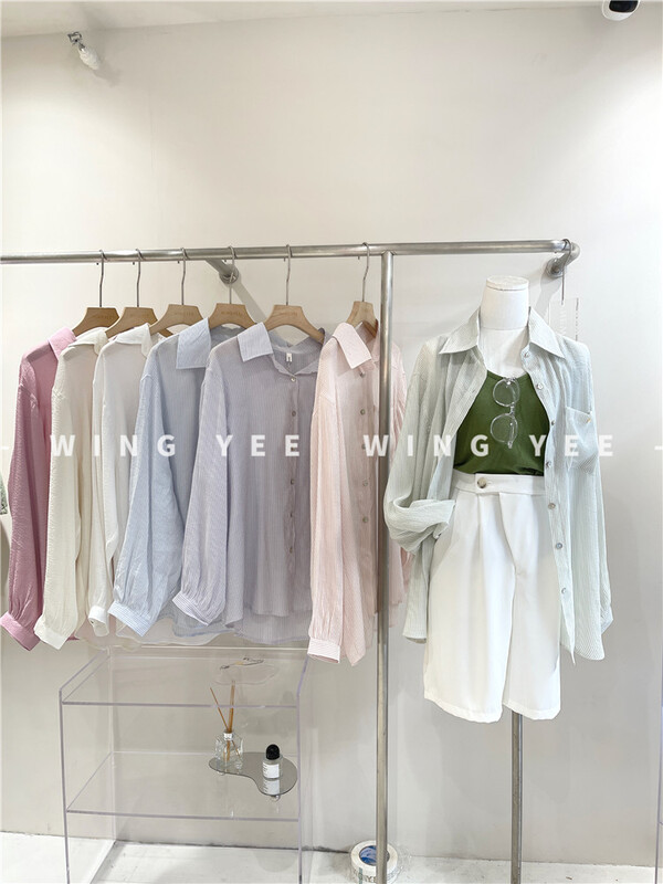 [Wingyee] Korean version simple leisure single pocket sun shirt w9616\ll
