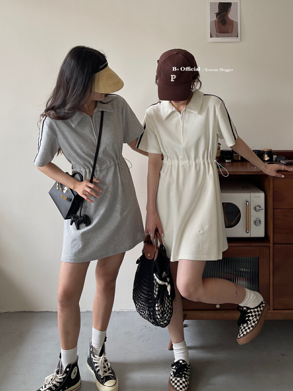 In early summer! [B plus] casual zipper elastic waist dress 22-9326-2\hbx