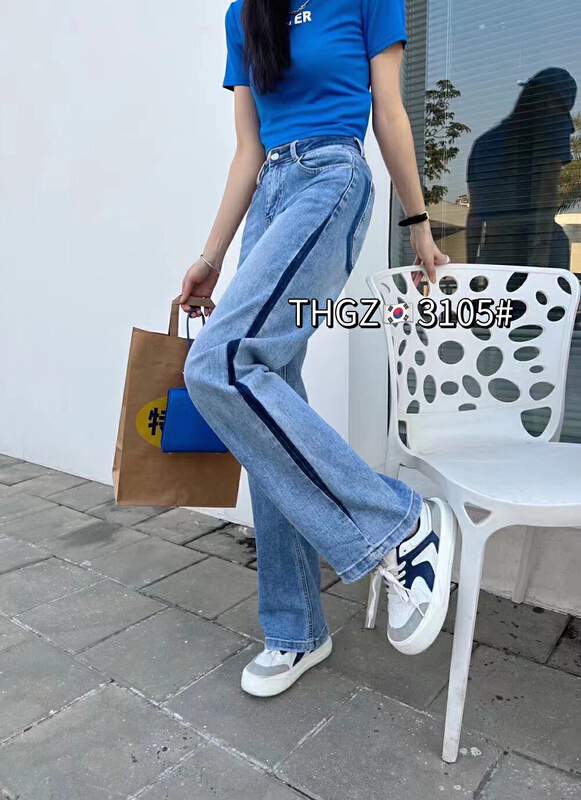 [thgz] waist side shadow straight jeans 3105 \ll