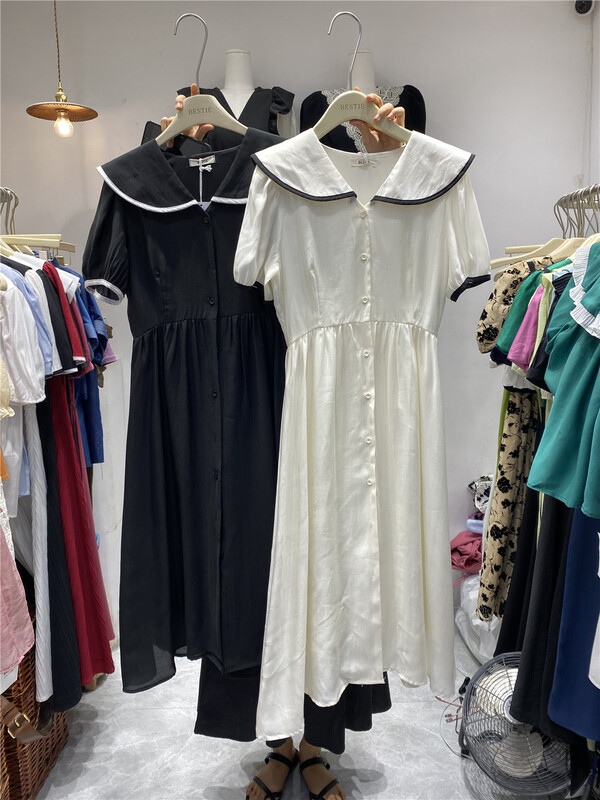 [bestie] Han Shu baby neck high waist dress 1558\hjy