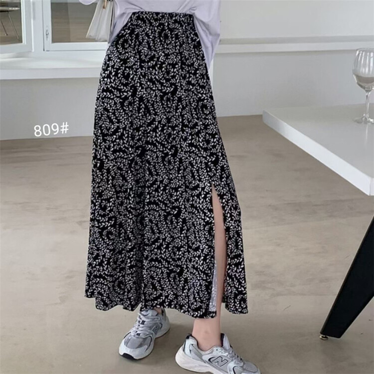 [thousands of fashion products] Han Shu floral split skirt ys1-809\hjy