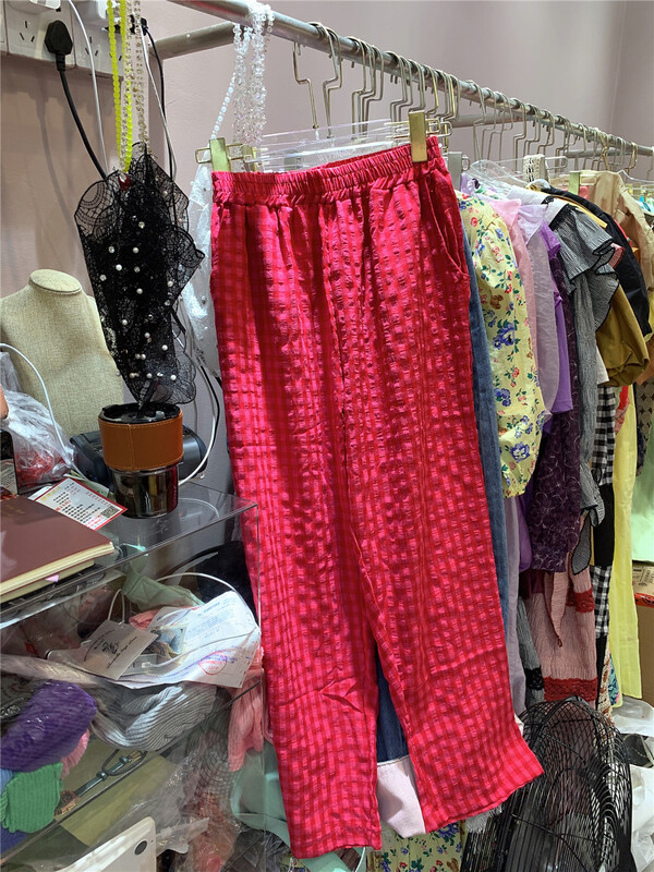 [A Mei Mei] lattice fashion straight casual pants 22877\pcz