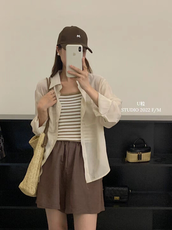 [U grain] simple sunscreen loose comfortable shirt (only selling shirts) 6180\hbx