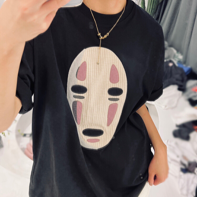[Qianxi 88 store] faceless men's Embroidery loose large Casual Short Sleeve T-shirt 335\xyy