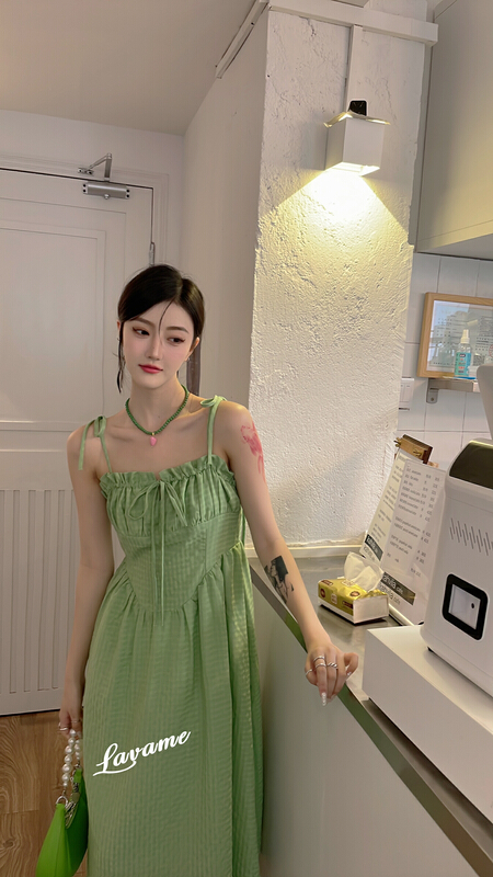 [lavame] drawstring Sling Dress 7811\zxx