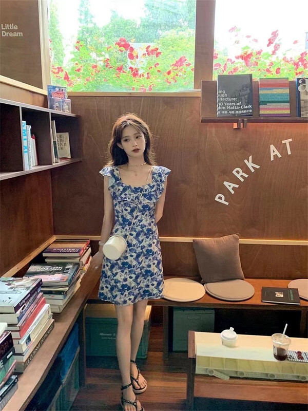 [Korean C family] Korean floral flying sleeve dress 6481\pcz