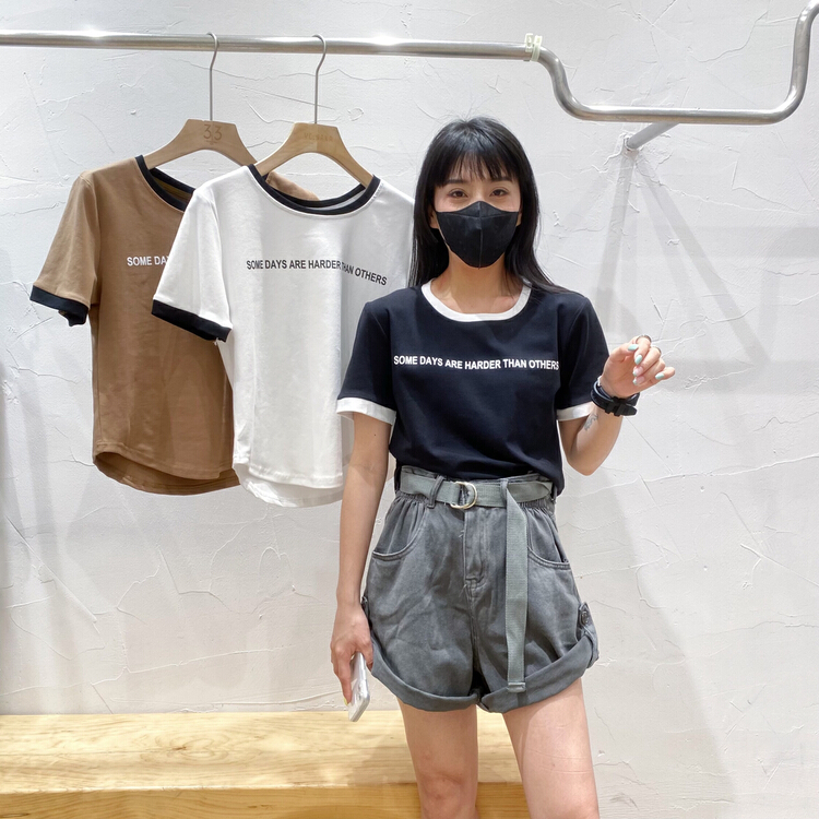 [ycnana] Korean casual letter short sleeve T-shirt 98157\lsw