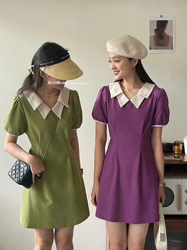 [B plus] aging elegant thin contrast dress 22-376-2\hbx