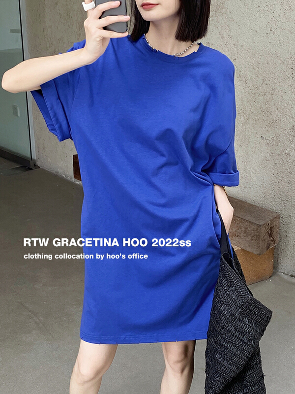 [gracetina Hoo] design sense hand tearing lazy dress ly562\cqw