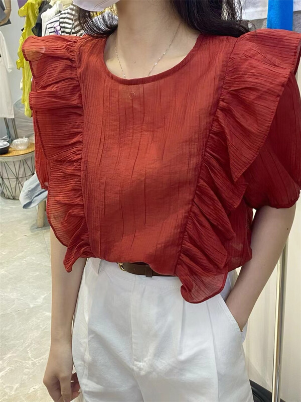 [an studio] ruffled fashion Korean small shirt (only selling small shirts) ys1-8825\l