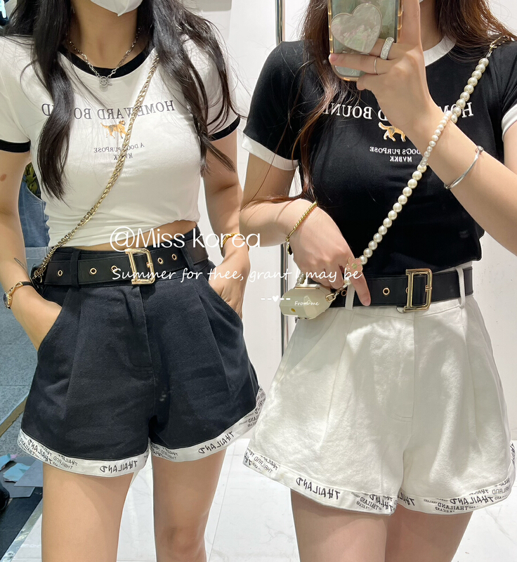 【 Miss Korea 】 round neck printed Casual Short Sleeve T-shirt 6839\hbx