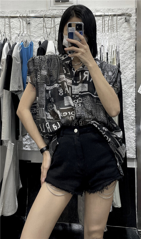 [naisha SDD] shoulder pad fashion casual trend shirt 8213\wtt