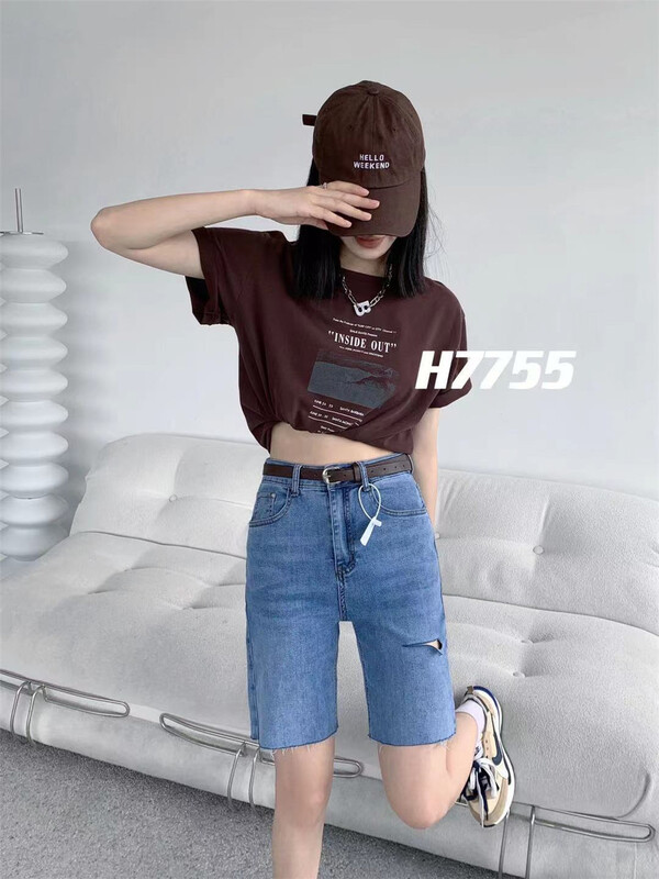 [e-ant] hole breaking comfortable Korean denim shorts (with belt) h7755\ll