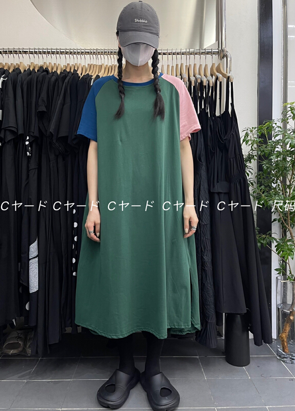 [size] color stitched hem split dress 65899\lsw