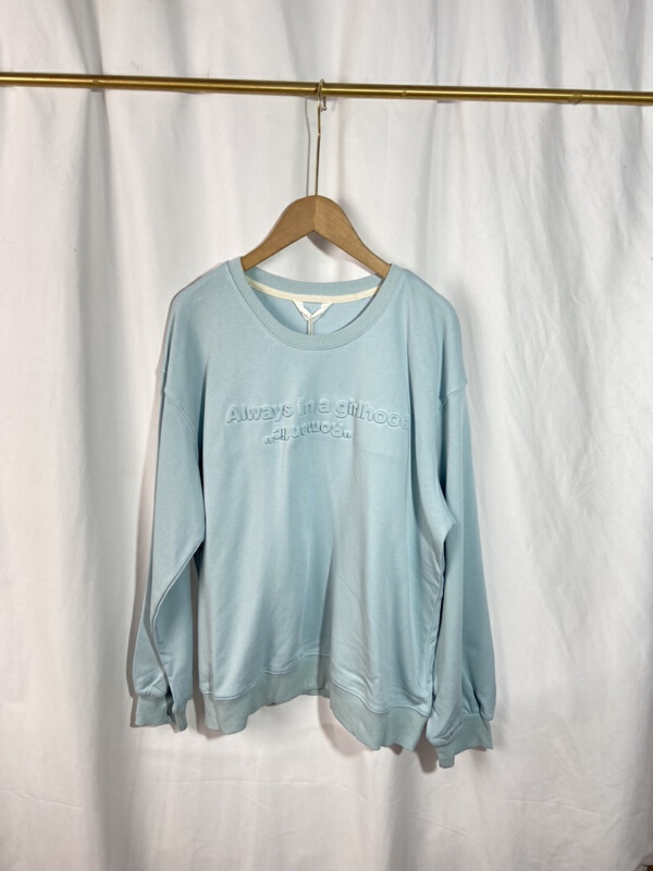 [Yi show shop] round neck letter lazy long sleeve T-shirt 1644\cl